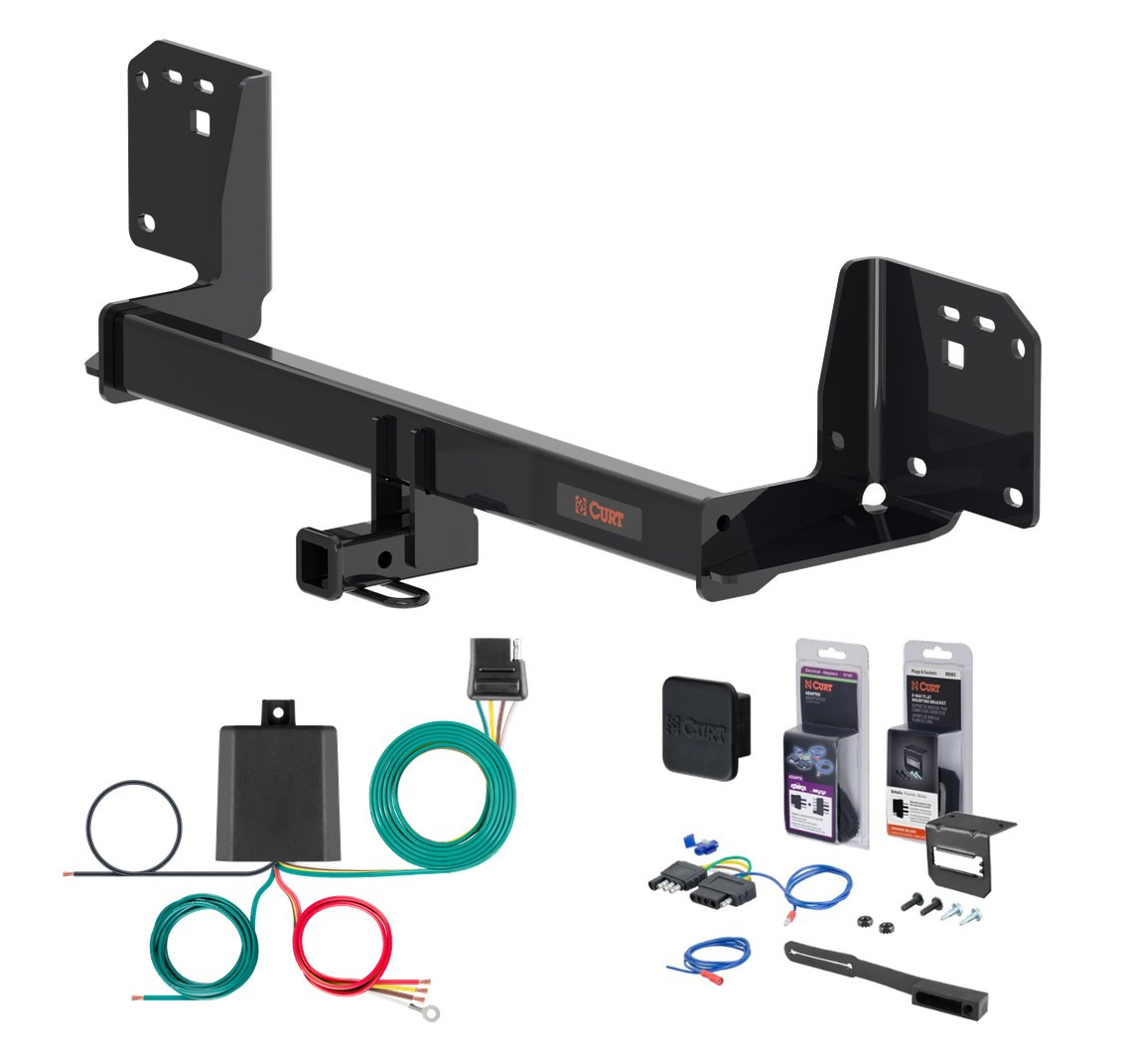2023 - 2025 Toyota Prius Prime Curt 1-1/4" Class 1 Trailer Tow Hitch + 5-Flat Wiring Kit Tow Boat/Utility Trailer with Surge Brakes 11684