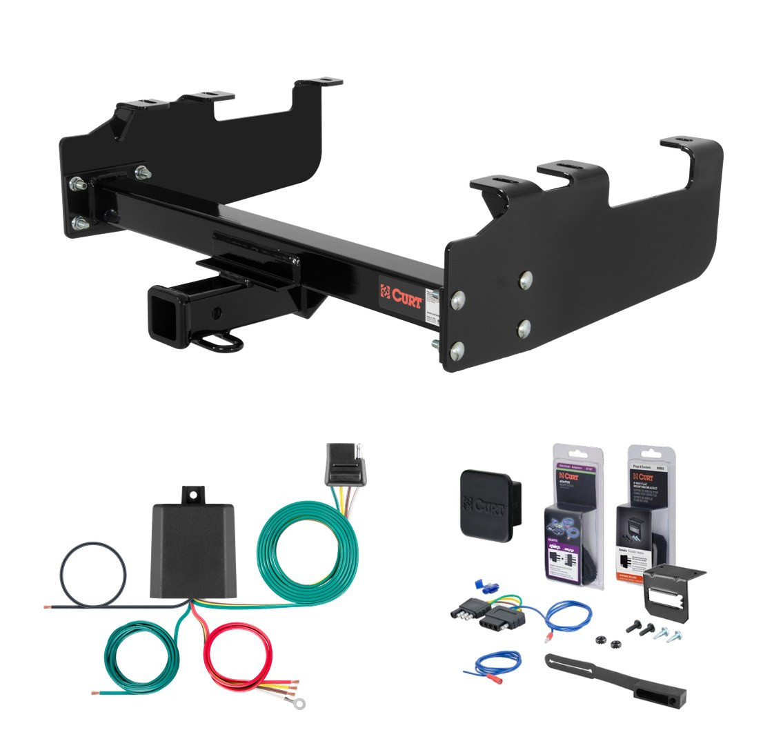 1980 - 1986 Ford F-250 Old body with 10" drop bumper, excluding 1973 - 1979 crew cab Excluding flareside bed Curt 2" Class 3 Trailer Tow Hitch + 5-Flat Wiring Kit Tow Boat/Utility Trailer with Surge Brakes 13099