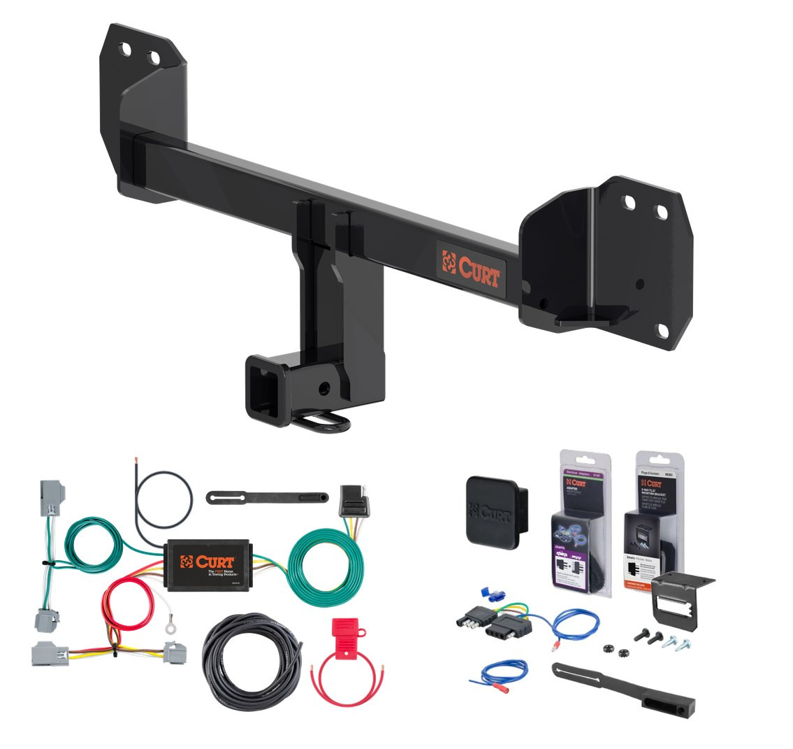 2021 - 2026 Volvo XC40 Curt 2" Class 3 Trailer Tow Hitch + 5-Flat Wiring Kit Tow Boat/Utility Trailer with Surge Brakes 13611