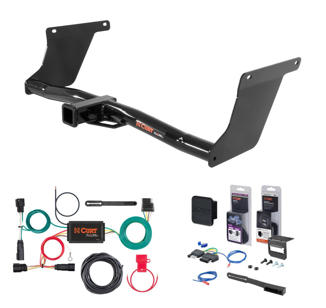 2017 - 2018 Ford Escape Excluding S Curt 2" Class 3 Trailer Tow Hitch + 5-Flat Wiring Kit Tow Boat/Utility Trailer with Surge Brakes 13131