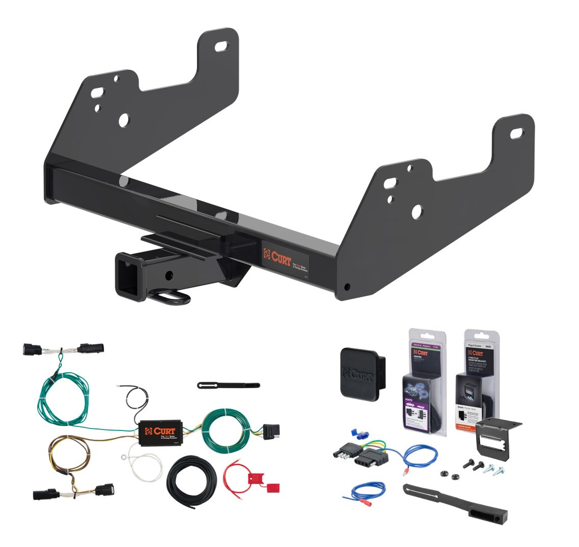 2015 - 2020 Ford F-150 Excluding factory receiver or Police Responder Curt 2" Class 3 Trailer Tow Hitch + 5-Flat Wiring Kit Tow Boat/Utility Trailer with Surge Brakes 13475