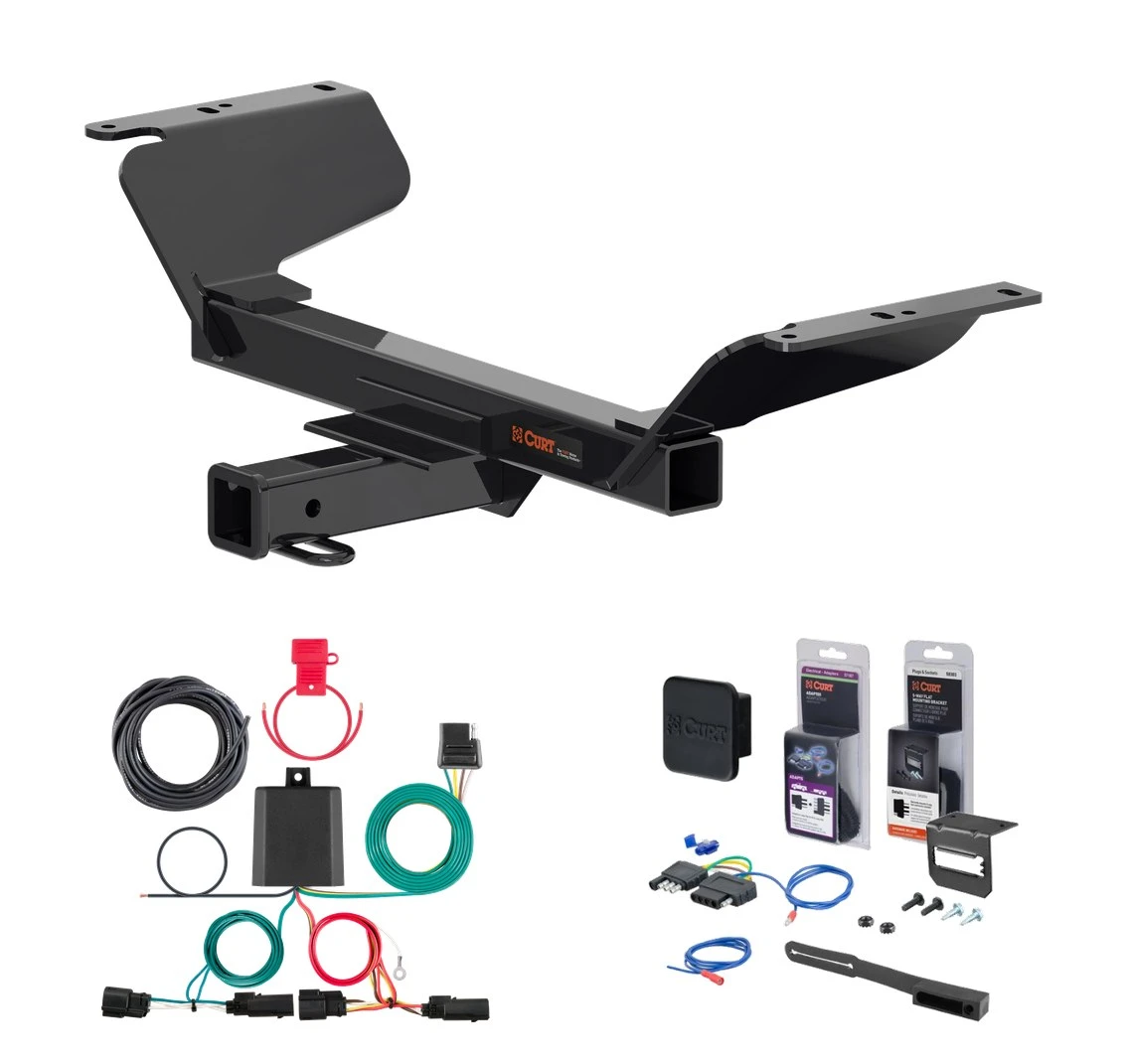 2025 - 2026 Chevrolet Equinox Excluding diesel Curt 2" Class 3 Trailer Tow Hitch + 5-Flat Wiring Kit Tow Boat/Utility Trailer with Surge Brakes 13439