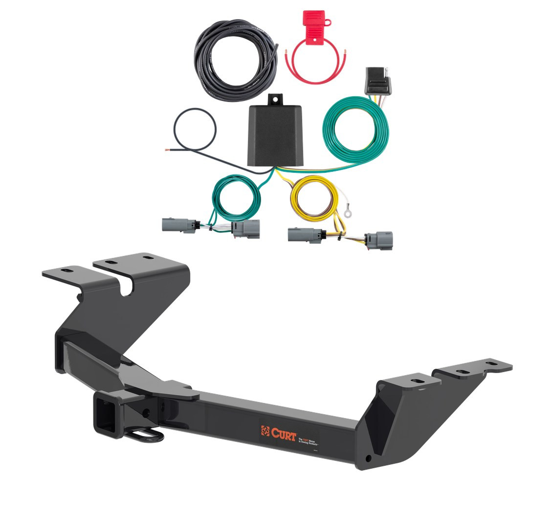 2022 - 2026 Ford Maverick Excluding factory receiver, w/ LED Taillight Accent Curt 2", Class 3 Trailer Tow Hitch + 4-flat Wiring Kit 13504