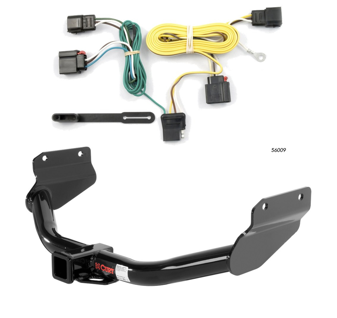 2012 - 2013 Jeep Grand Cherokee Excluding SRT, SRT8 or Trackhawk Curt 2", Class 3 Trailer Tow Hitch + 4-flat Wiring Kit 13182