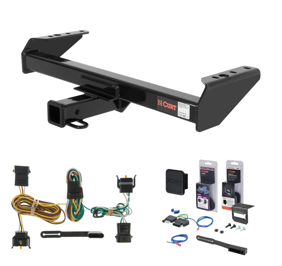 1997 Ford F-350 Cab & chassis with 34" frame width (O.D.) Curt 2" Class 4 Trailer Tow Hitch + 5-Flat Wiring Kit Tow Boat/Utility Trailer with Surge Brakes 14082