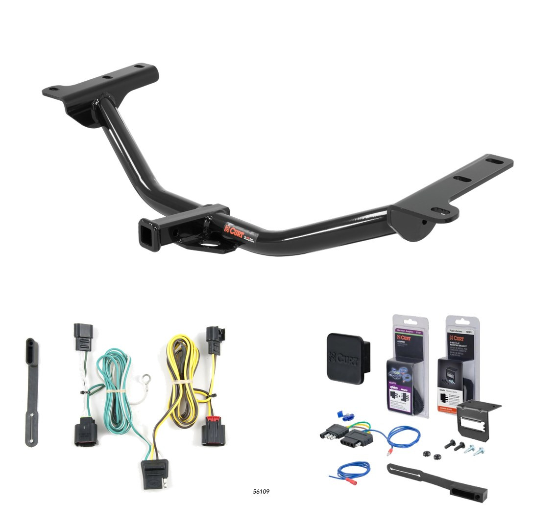 2009 Dodge Journey Curt 1-1/4" Class 2 Trailer Tow Hitch + 5-Flat Wiring Kit Tow Boat/Utility Trailer with Surge Brakes 12134
