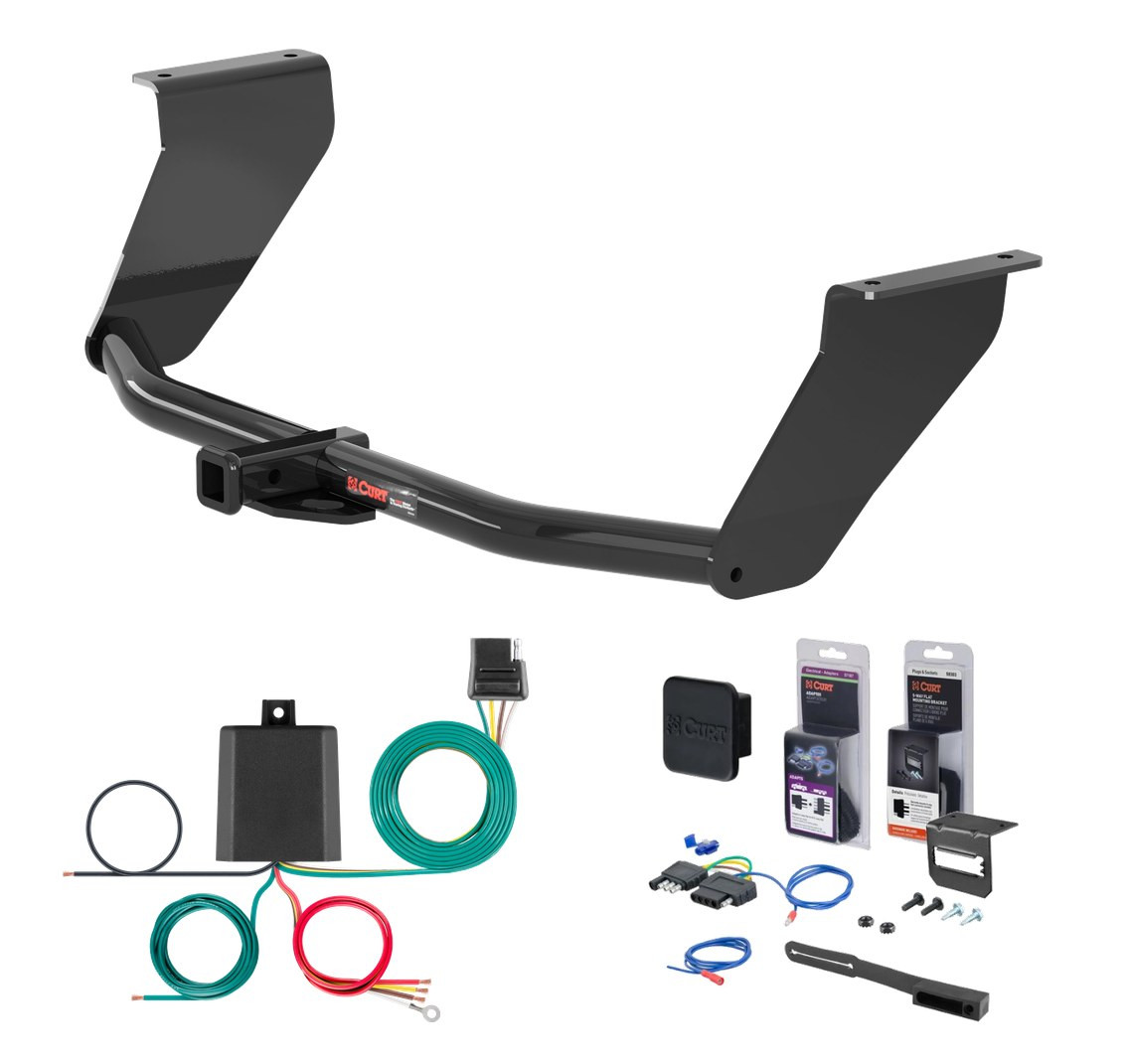 2018 - 2020 Genesis G80 Curt 1-1/4" Class 2 Trailer Tow Hitch + 5-Flat Wiring Kit Tow Boat/Utility Trailer with Surge Brakes 12165