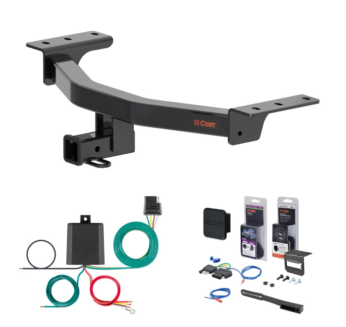 2026 Honda Passport Curt 2" Class 3 Trailer Tow Hitch + 5-Flat Wiring Kit Tow Boat/Utility Trailer with Surge Brakes 13641