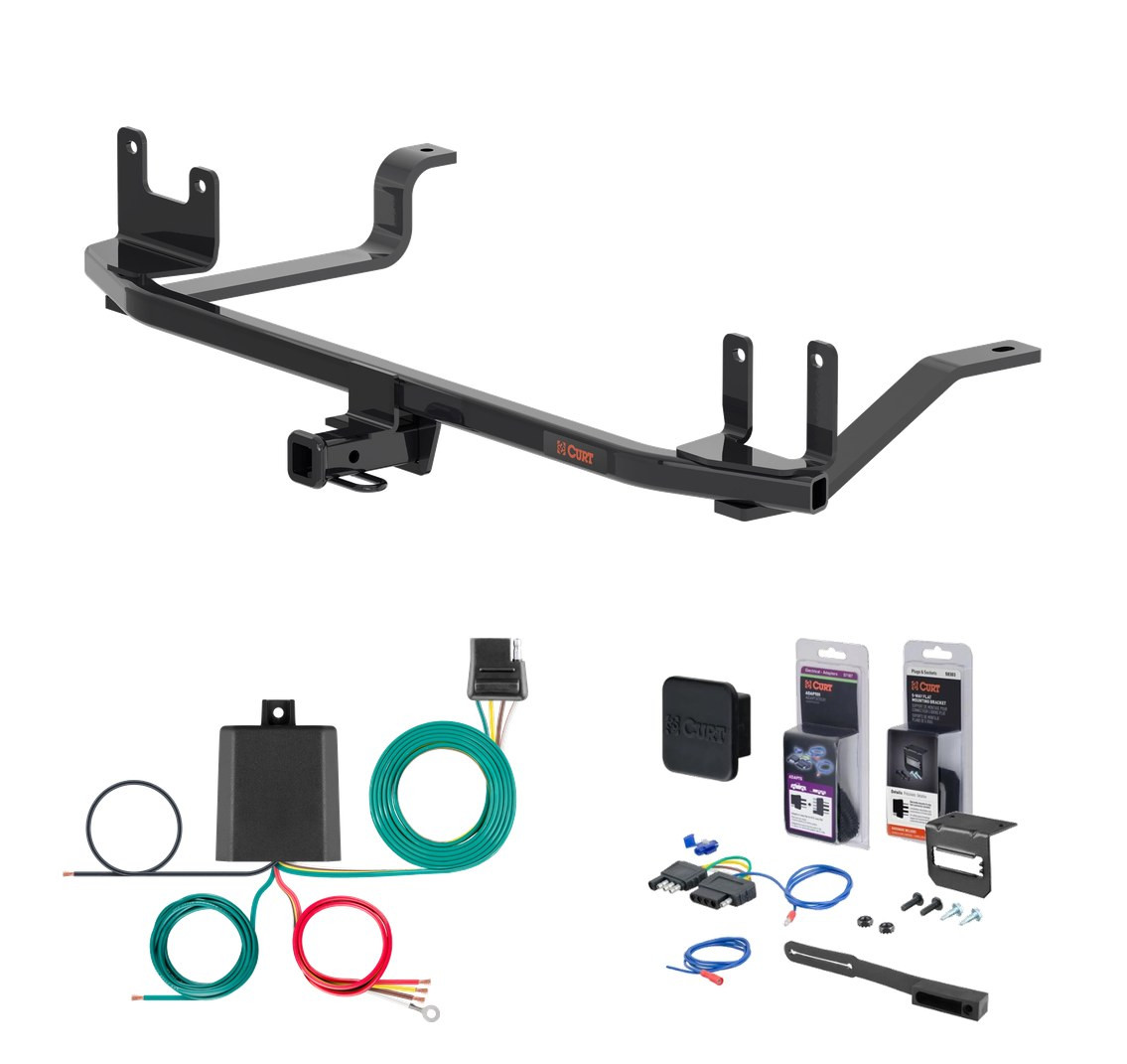 2021 - 2026 Hyundai Elantra Sedan, Hybrid Curt 1-1/4" Class 1 Trailer Tow Hitch + 5-Flat Wiring Kit Tow Boat/Utility Trailer with Surge Brakes 11687