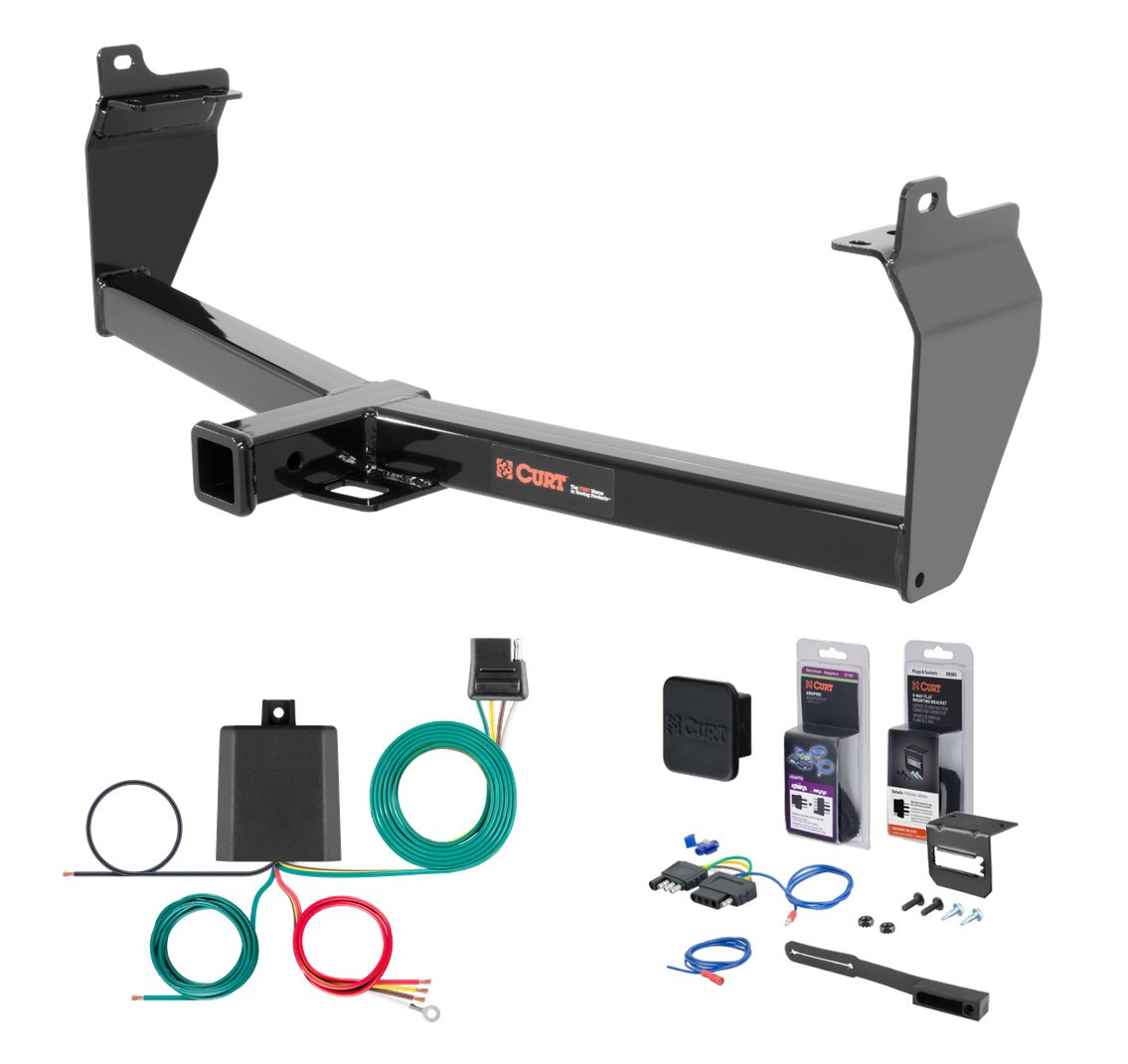 2019 Jeep Cherokee Curt 2" Class 3 Trailer Tow Hitch + 5-Flat Wiring Kit Tow Boat/Utility Trailer with Surge Brakes 13171