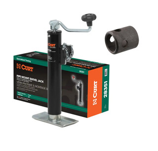 CURT 28324 Weld-On Pipe-Mount Swivel Trailer Jack, 3,000 lbs. Support Capacity, 15 Inches Vertical Travel