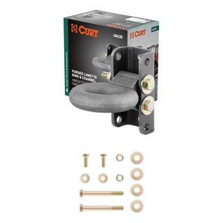 CURT 48630 Raw Steel Adjustable Pintle Hitch Lunette Ring 3-In ID, 12,000 lbs, 7-1/2-Inch Channel Height