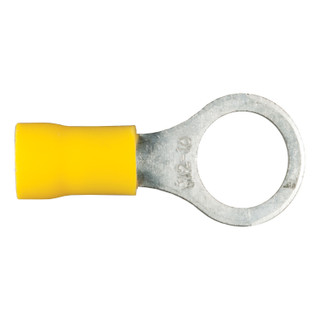 CURT 59538 12-10 Gauge Yellow Vinyl-Insulated Ring Terminal Wire Connectors, 3/8-Inch Stud, 100-Pack