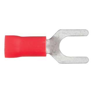 CURT 59611 22-18 Gauge Red Vinyl-Insulated Spade Terminal Connectors, #10 Stud, 100-Pack