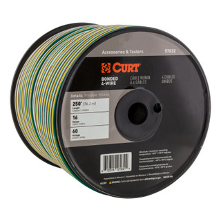 CURT Automotive Primary Wire, 4-Bond White, Brown, Yellow, Green 250' Spool