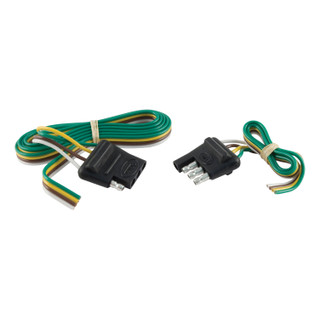 CURT 4-Way Flat Connector Plug & Socket with 12" & 48" Wires (Packaged) Trailer Connector Kit