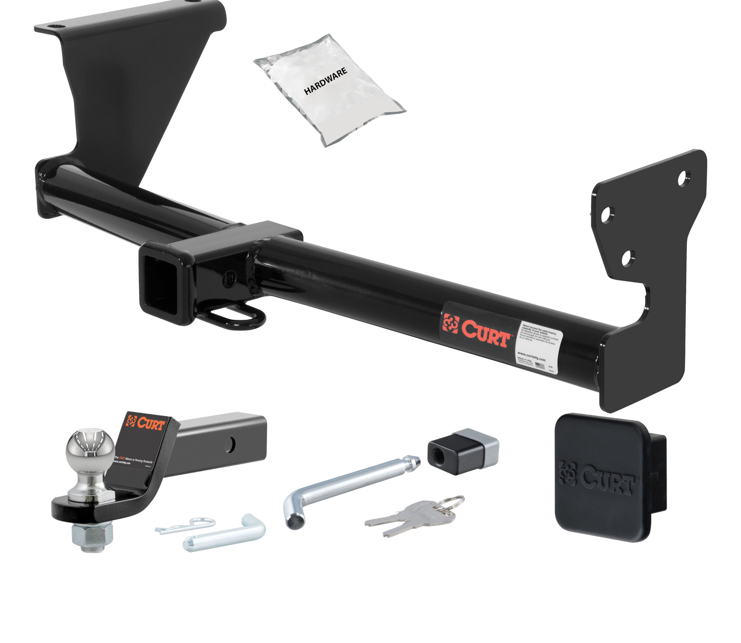 08 - 15 Land Rover LR2 2in. CURT Trailer Hitch + Ball Mount + Cover + Lock Kit HWA1651