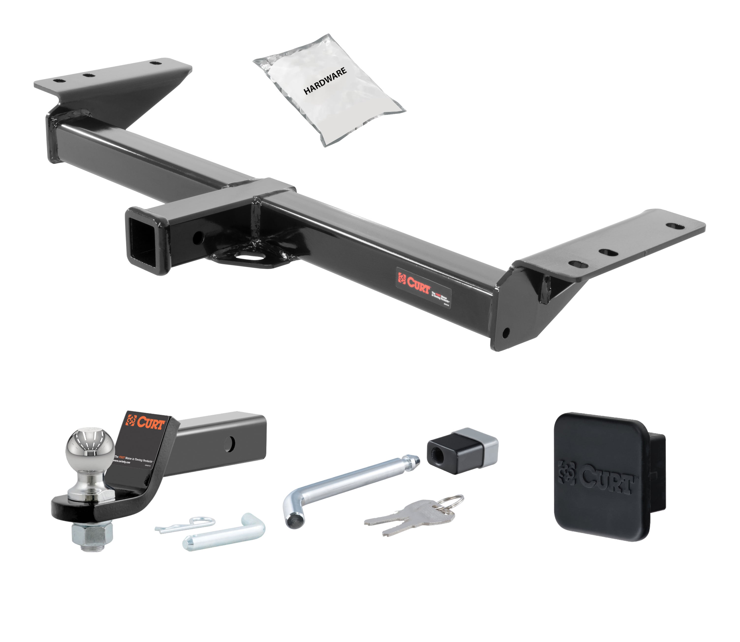 17 - 24 Cadillac XT5 Excluding Platinum 2in. CURT Trailer Hitch + Ball Mount + Cover + Lock Kit HWA247