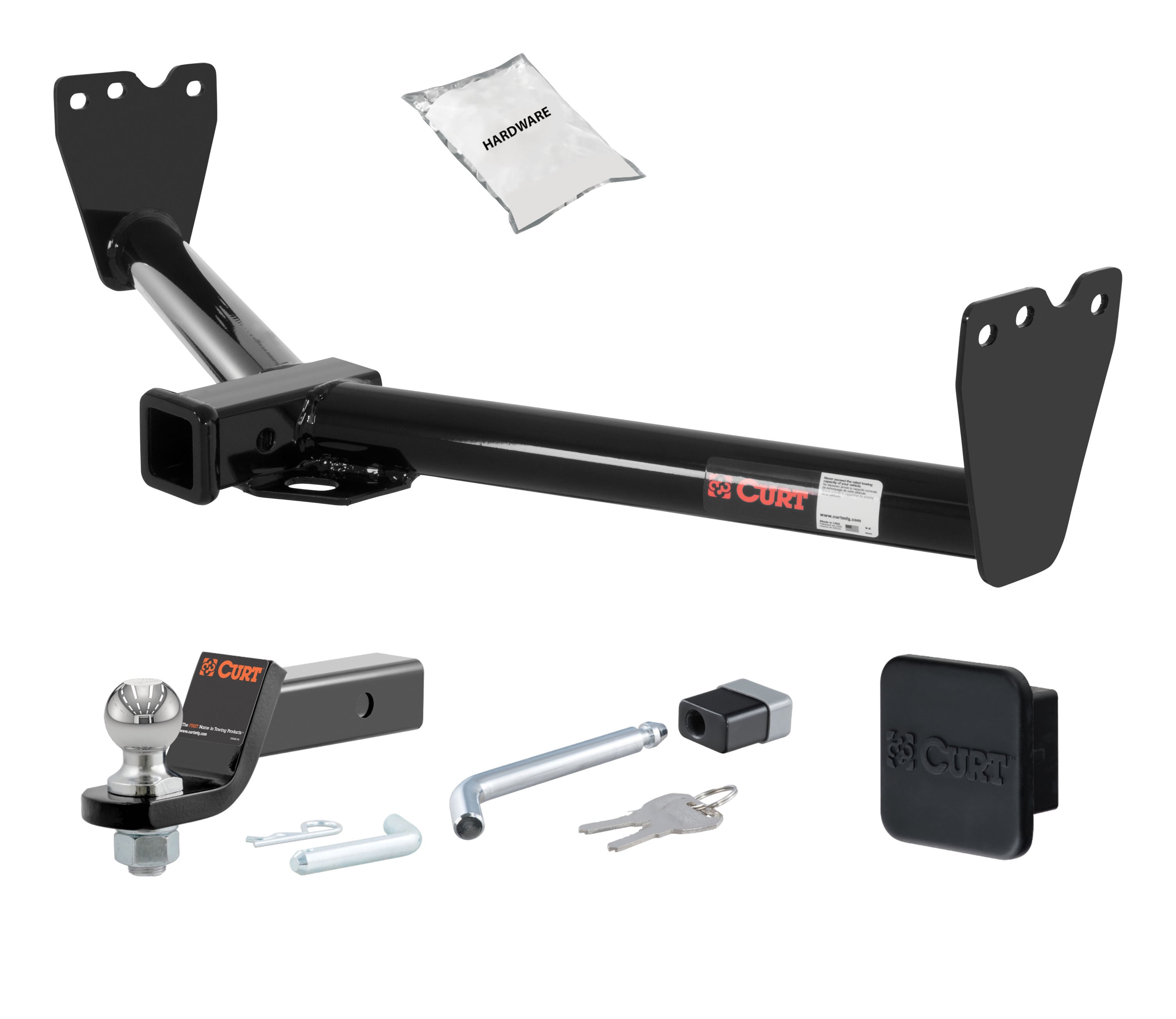 03 - 09 KIA Sorento 2in. CURT Trailer Hitch + Ball Mount + Cover + Lock Kit HWA1628