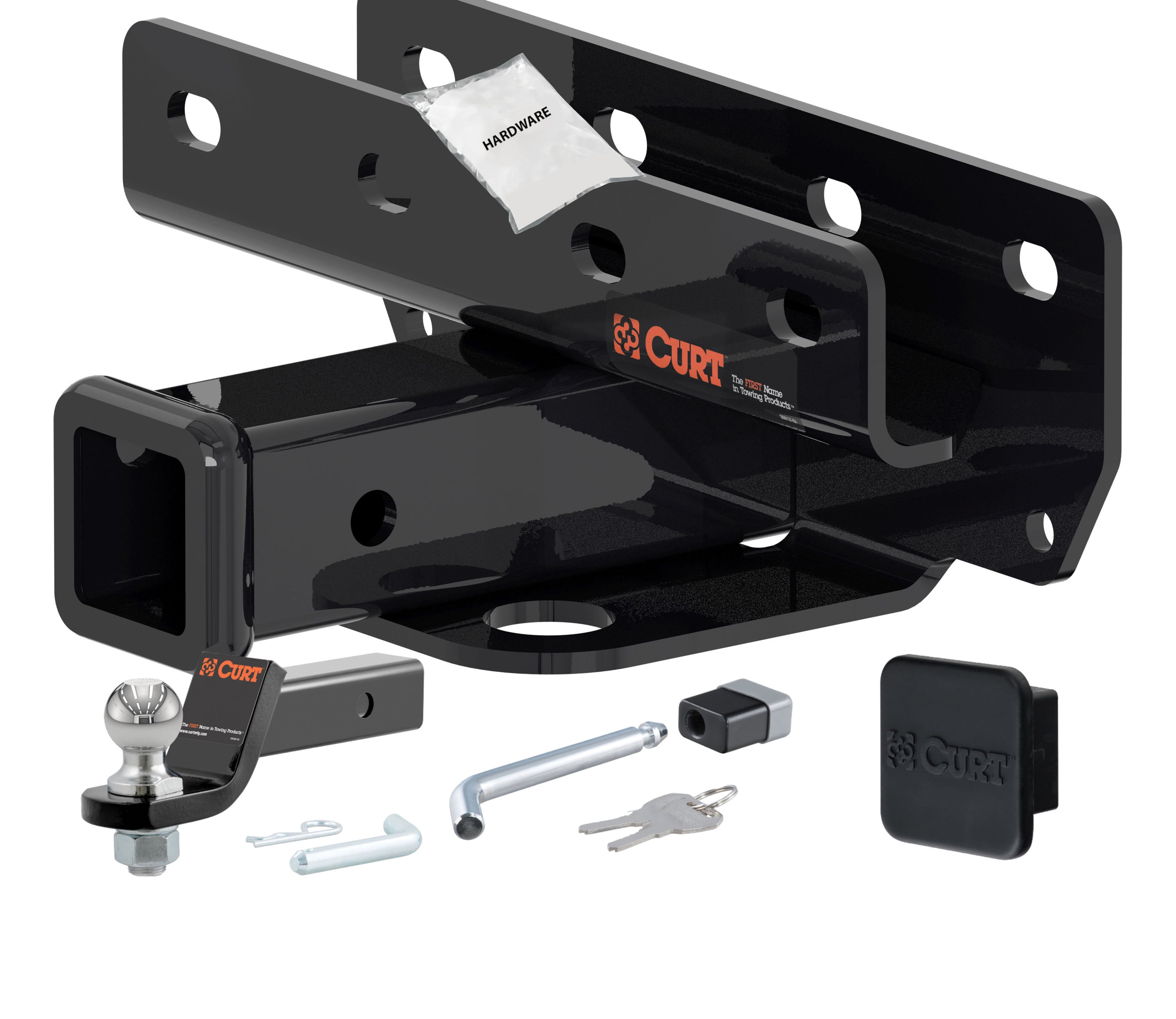 18 - 24 JEEP Wrangler JL, excluding diesel 2in. CURT Trailer Hitch + Ball Mount + Cover + Lock Kit HWA1574