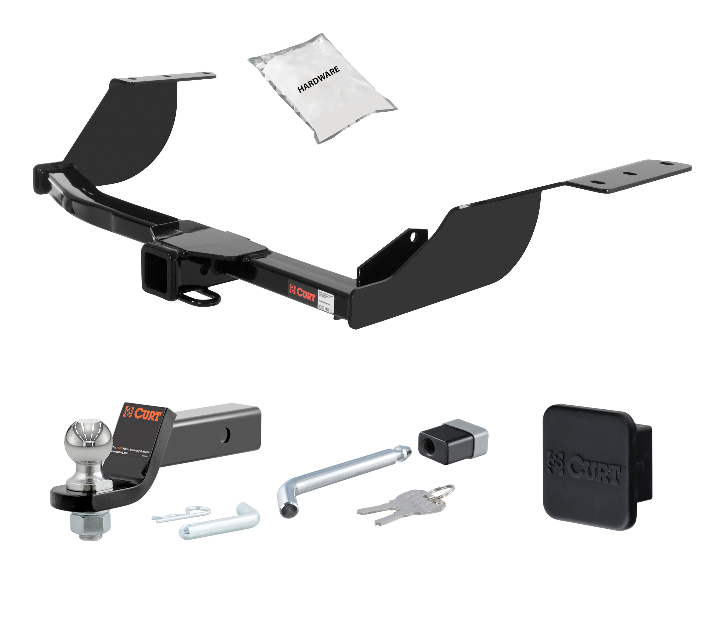 07 - 13 Mitsubishi Outlander 2in. CURT Trailer Hitch + Ball Mount + Cover + Lock Kit HWA1989