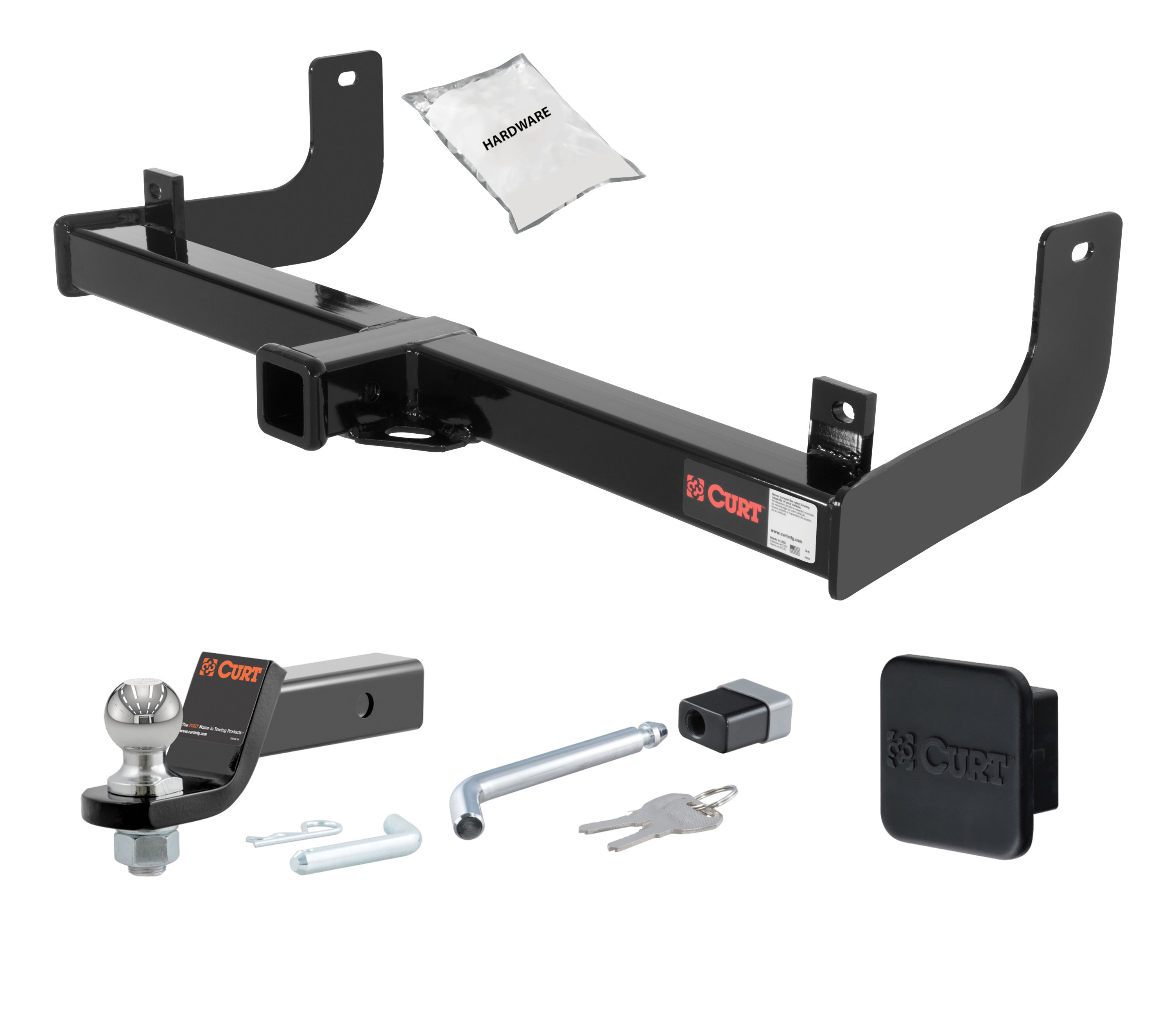 09 - 14 Ford F-150  Excluding factory receiver 2in. CURT Trailer Hitch + Ball Mount + Cover + Lock Kit HWA854