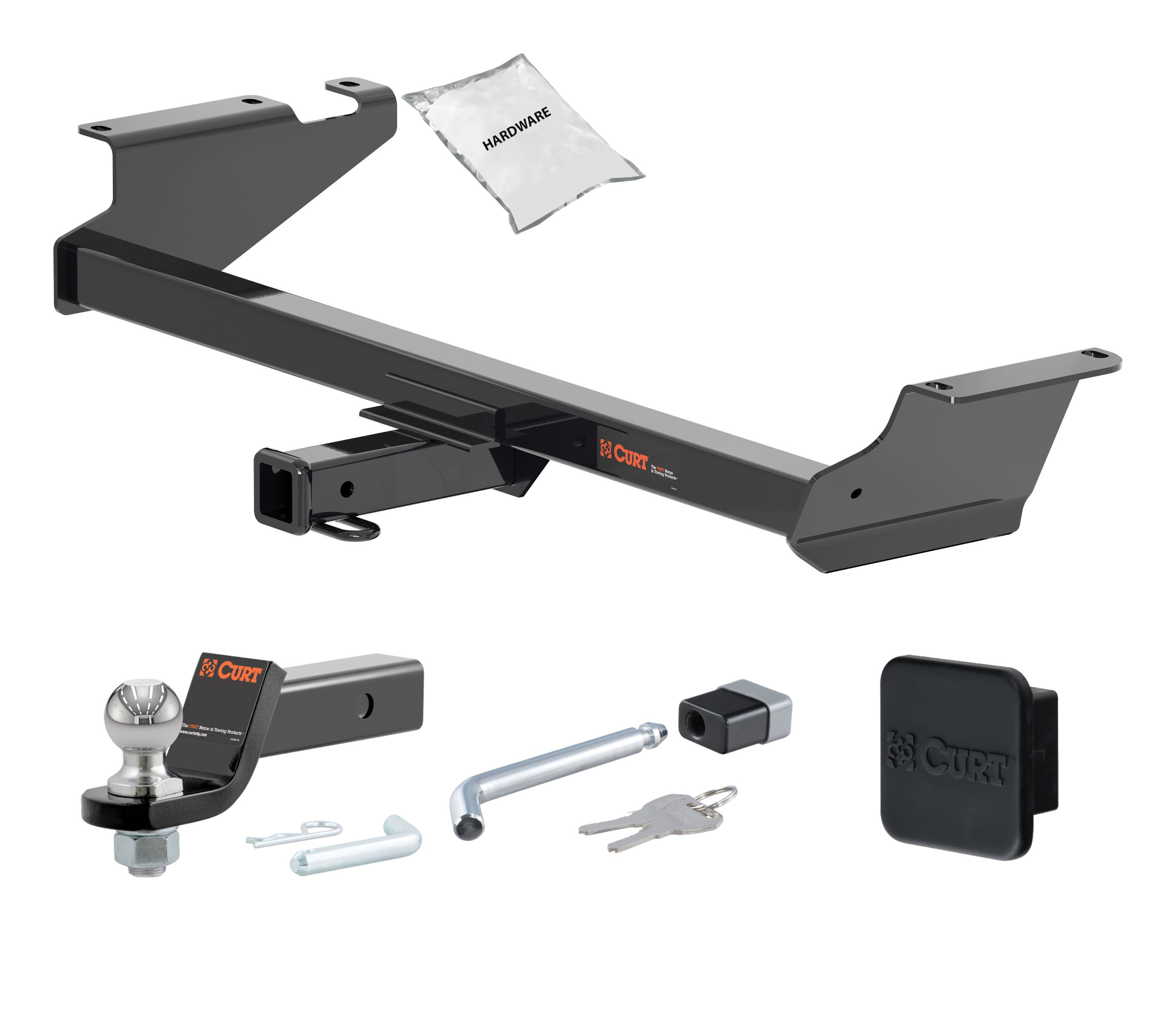 08 - 16 Chrysler Town & Country 2in. CURT Trailer Hitch + Ball Mount + Cover + Lock Kit HWA649