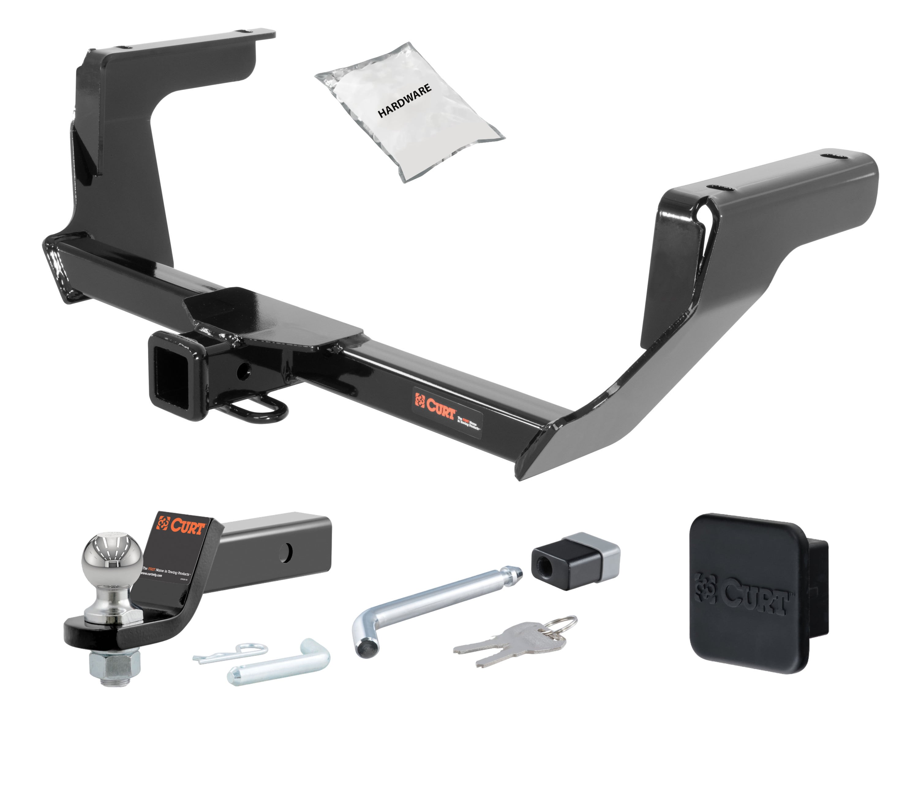 16 - 17 Subaru Crosstrek 2in. CURT Trailer Hitch + Ball Mount + Cover + Lock Kit HWA2259