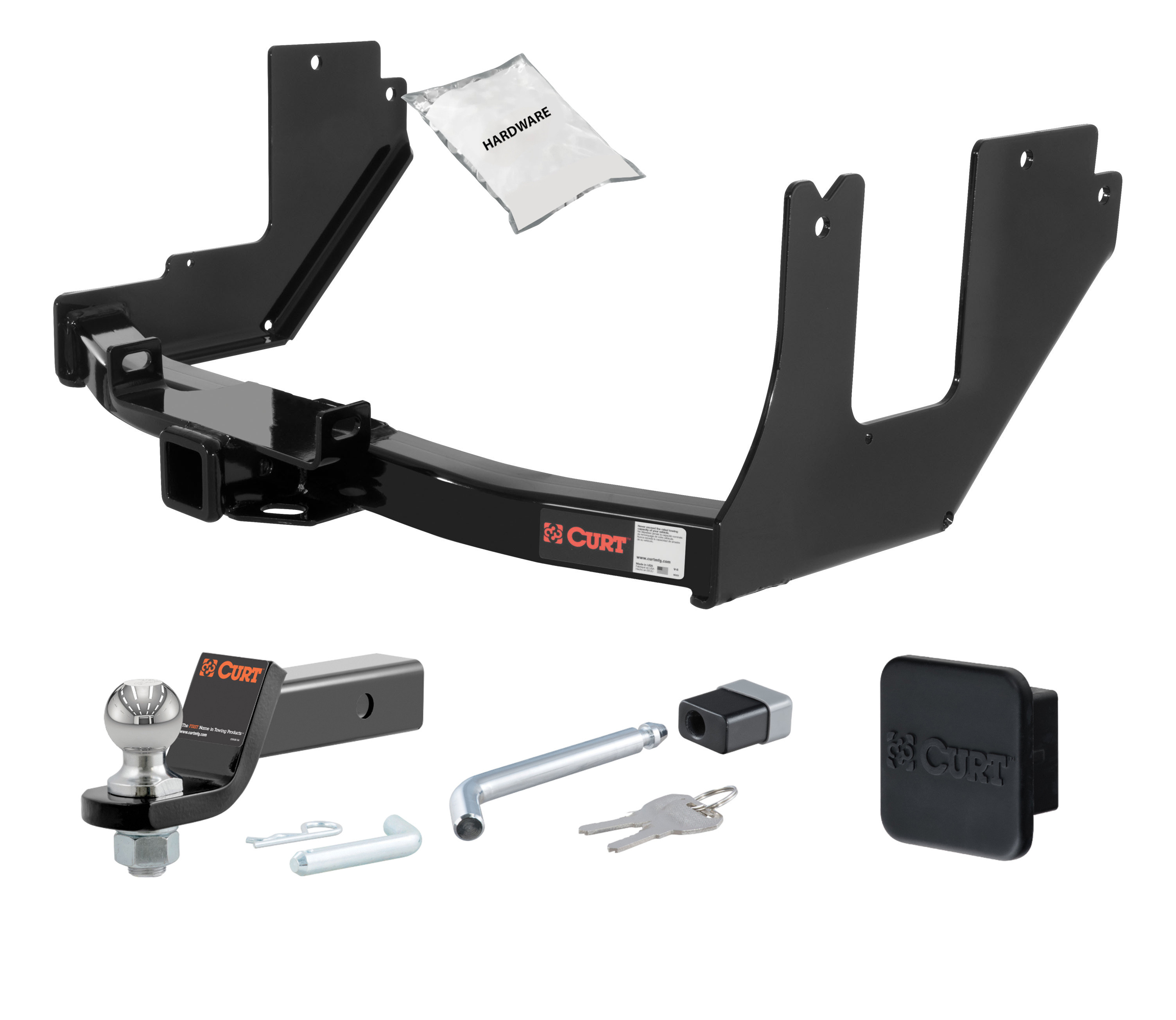 04 - 05 Ford F-150  Excluding factory receiver and 2004 Heritage Edition 2in. CURT Trailer Hitch + Ball Mount + Cover + Lock Kit HWA861
