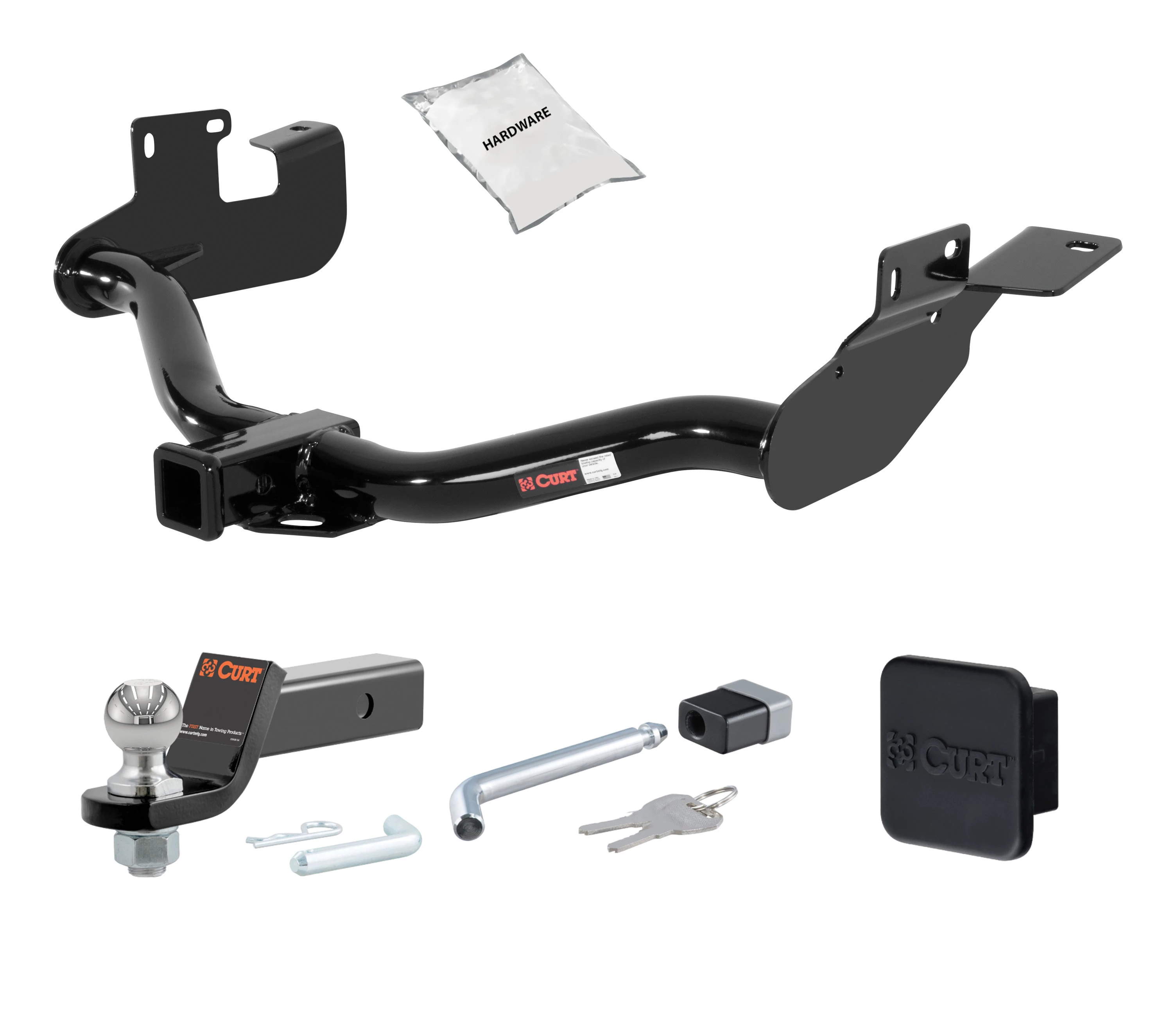 05 - 12 Ford Escape Without factory 1-1/4" receiver hitch 2in. CURT Trailer Hitch + Ball Mount + Cover + Lock Kit HWA818