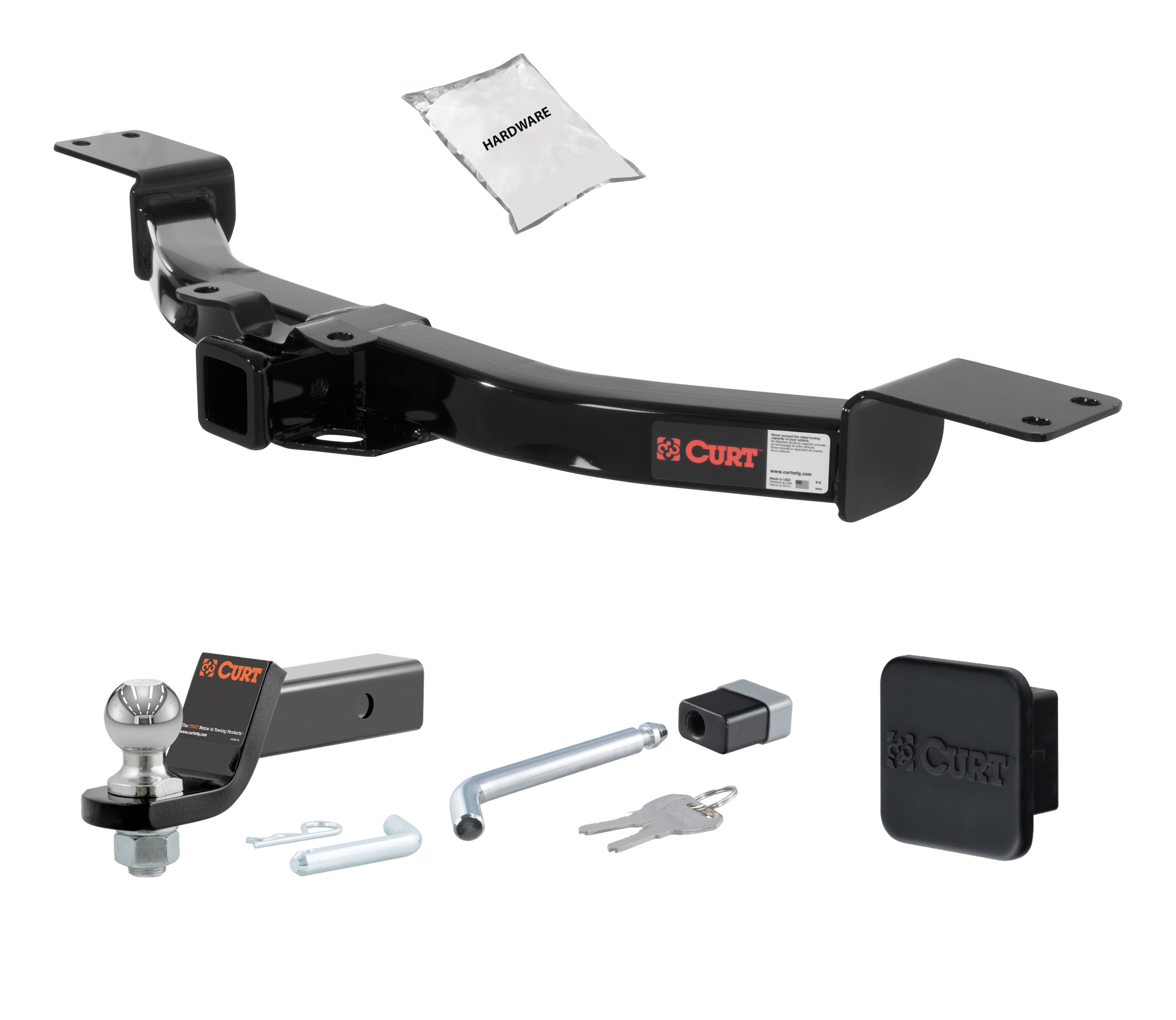 07 - 16 GMC Acadia 2in. CURT Trailer Hitch + Ball Mount + Cover + Lock Kit HWA1022