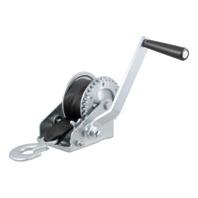CURT 29433 Manual Hand Crank Boat Trailer Winch, 900 lbs Capacity, 6-1/2-In Handle, 3.25:1 Gear Ratio, 15' Strap