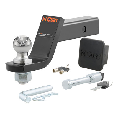CURT 45554 Trailer Hitch Mount, 2-Inch Ball, Lock, Fits 2-In Receiver, 7,500 lbss, 4" Drop, Cap