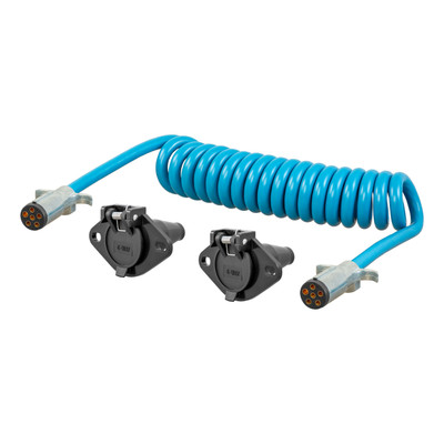 CURT 57286 8-Foot Flat Towing 6-Way Round Motorhome to Dinghy Vehicle Wiring Adapter Extension Harness and Sockets