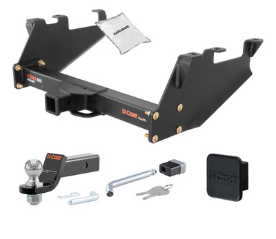 88 - 00 Chevrolet C2500 With 10" step bumper 2in. CURT Trailer Hitch + Ball Mount + Cover + Lock Kit HWA289