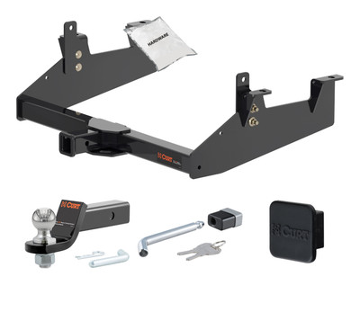 20 - 24 Chevrolet Silverado 3500 HD 8' bed, excluding factory receiver, Tommy Gate lift or cab & chassis 2in. CURT Trailer Hitch + Ball Mount + Cover + Lock Kit HWA559