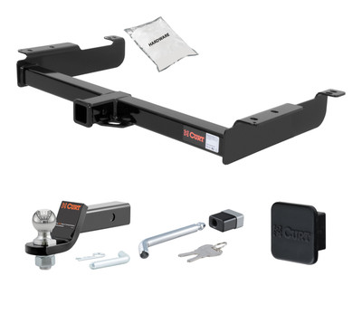 96 - 24 Chevrolet Express 3500 Excluding cutaway models 2in. CURT Trailer Hitch + Ball Mount + Cover + Lock Kit HWA353