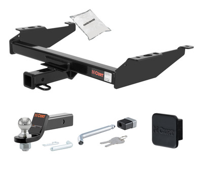 88 - 99 Chevrolet K1500 Excluding dual exhaust or 10" step bumper 2in. CURT Trailer Hitch + Ball Mount + Cover + Lock Kit HWA367