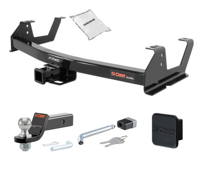 15 - 19 Chevrolet Silverado 3500 HD 6' bed, excluding factory receiver, Tommy Gate lift or cab & chassis 2in. CURT Trailer Hitch + Ball Mount + Cover + Lock Kit HWA552
