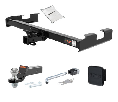 01 - 06 Chevrolet Silverado 3500 6' bed, excluding factory receiver, Tommy Gate lift or cab & chassis 2in. CURT Trailer Hitch + Ball Mount + Cover + Lock Kit HWA517