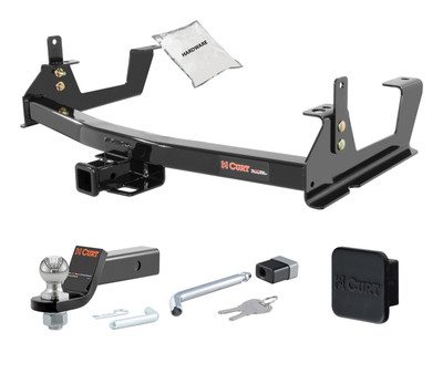 15 - 19 GMC Sierra 2500 HD 8' bed, excluding factory receiver, Tommy Gate lift or cab & chassis 2in. CURT Trailer Hitch + Ball Mount + Cover + Lock Kit HWA1210