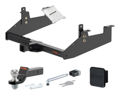 20 - 24 GMC Sierra 2500 HD 8' bed, excluding factory receiver, Tommy Gate lift or cab & chassis 2in. CURT Trailer Hitch + Ball Mount + Cover + Lock Kit HWA1206