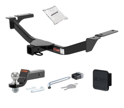 07 - 14 Ford Edge Fits beneath factory 1-1/4" receiver hitch 2in. CURT Trailer Hitch + Ball Mount + Cover + Lock Kit HWA812