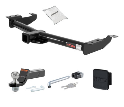 00 - 14 Ford E-150 2in. CURT Trailer Hitch + Ball Mount + Cover + Lock Kit HWA800