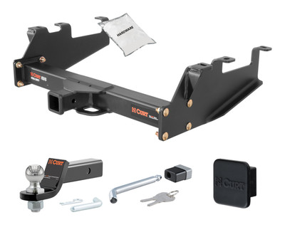 88 - 99 GMC C1500 Excluding dual exhaust or 10" step bumper 2in. CURT Trailer Hitch + Ball Mount + Cover + Lock Kit HWA1031