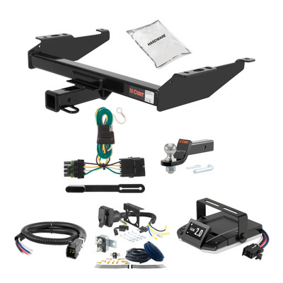 88-99 Chevrolet C1500 Excluding dual exhaust or 10" step bumper 2 CURT Trailer Hitch + Assure Proportional Brake Controller Kit HBCW273