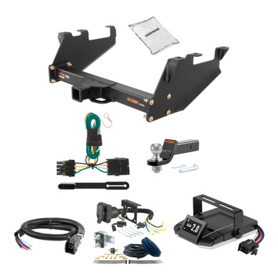 88-00 Chevrolet K3500 With 10" step bumper 2 CURT Trailer Hitch + Assure Proportional Brake Controller Kit HBCW394