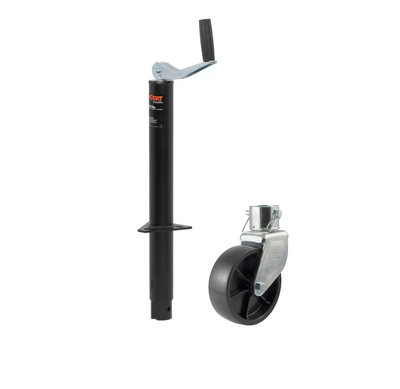 CURT 2,000 lbs, 15" Travel A-Frame Jack with Top Handle + 6 in. Caster Wheel