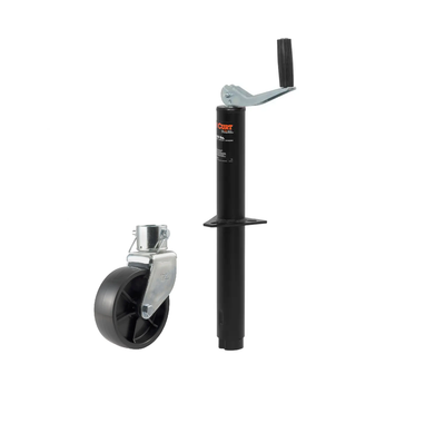 CURT 5,000 lbs, 14" Travel A-Frame Jack with Top Handle + 6 in. Caster Wheel