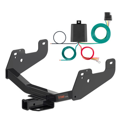 24 - 25 Ford F-150 With factory receiver Curt 2", Class 4 Trailer Tow Hitch + 4-flat Wiring Kit 14021